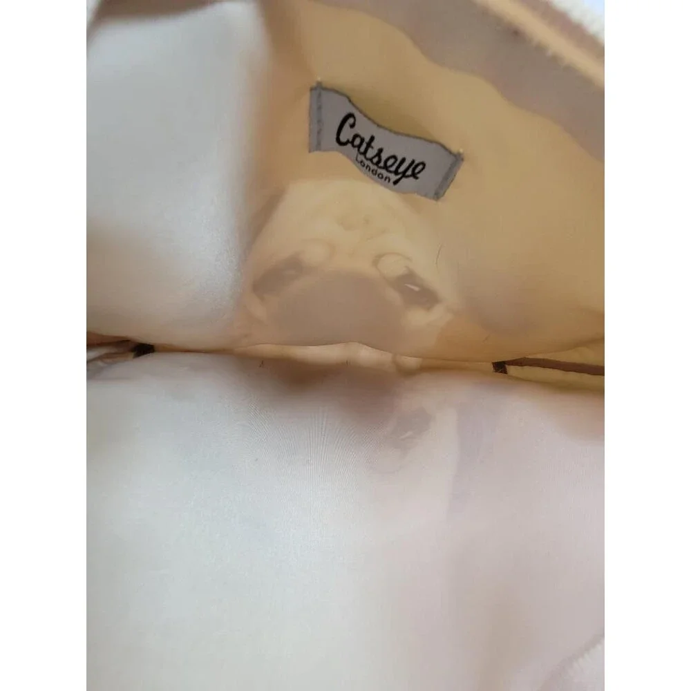 Catseye London Pug Dog Makeup Bag Beige Glossy Zipper Pouch Cosmetic Case